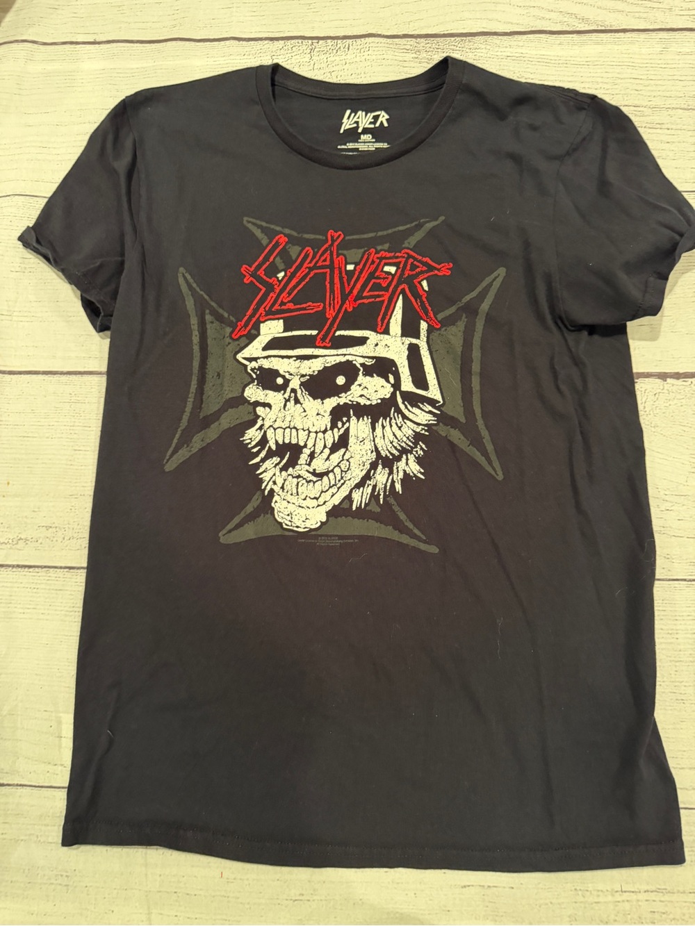Slayer Black Graphic Skull Band Tee Size M
